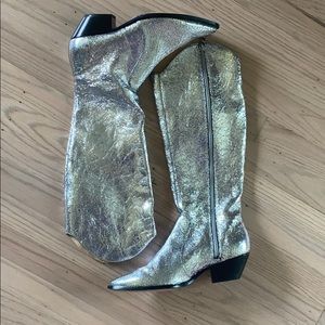 Schutz silver crackle cowboy boot